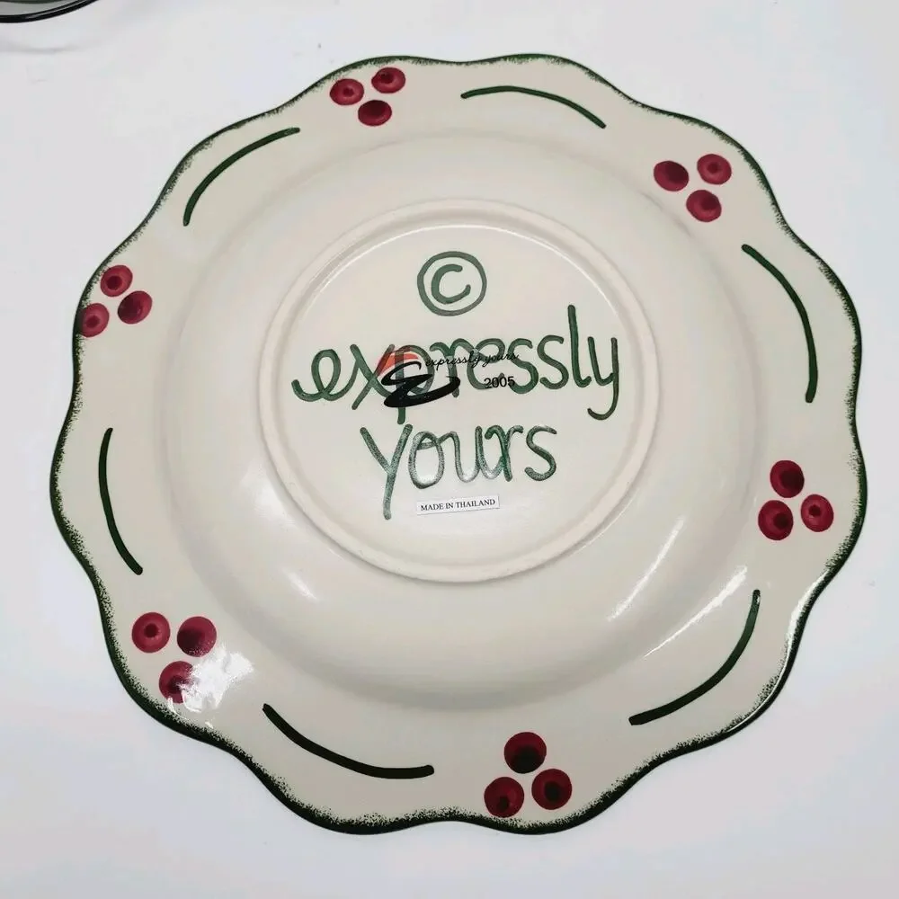 3 PC Set EXPRESSLY YOURS Serving Platter Plate & Bowl Vintage Christmas Pottery